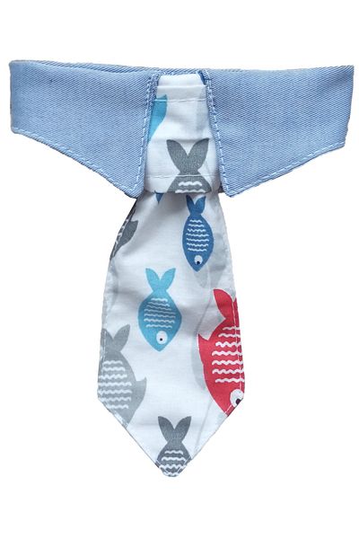 stylie Blue Fish Cat And Small Breed Dog Tie