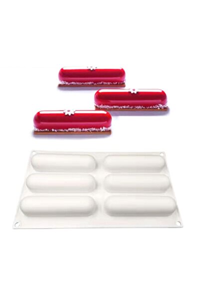 PASTRY PLANET Profesyonel 6 Lı Ekler Baton Silikon Pasta Kek Kalıbı