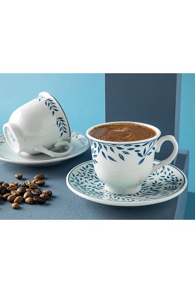 English Home Std Blatt Porcelain - 2-Person Dark Blue Classic Coffee Cup Set 80 ml