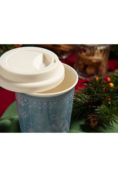English Home Winter Beauty New Bone Silicone Mug with Lid 300 Ml Blue