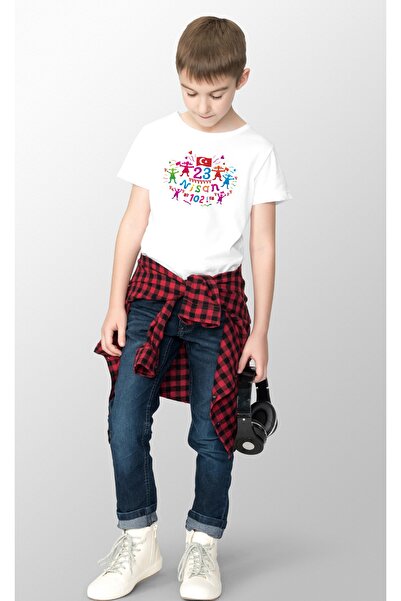 BB T SHIRTS 23 aprilie Tricou alb pentru copii, imprimat digital, colorat