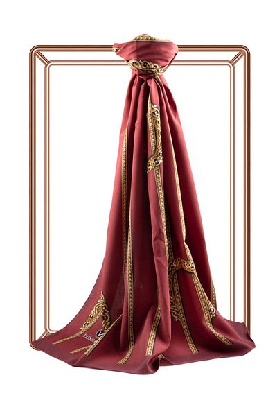 Vissona Γυναικείο σάλι πολυτελείας Medina Silk Claret Red-1