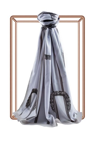 Vissona Women's Luxury Medina Silk Shawl Gray-3