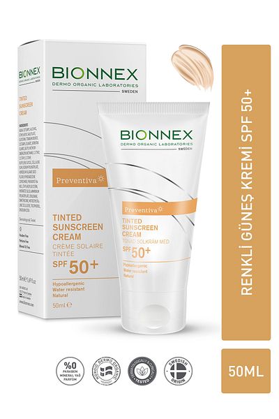 Bionnex كريم الوقاية من الشمس الملون بمعامل حماية 50+