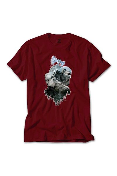 Z zepplin Κόκκινο T-shirt God Of War Ragnarok Atreus Kratos Silhouette
