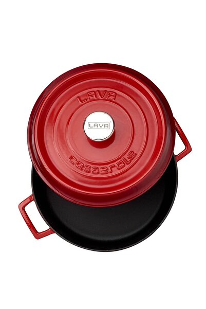 Lava Trendy Cast Iron Spring Pot with Lid - Diameter 28 cm - Red