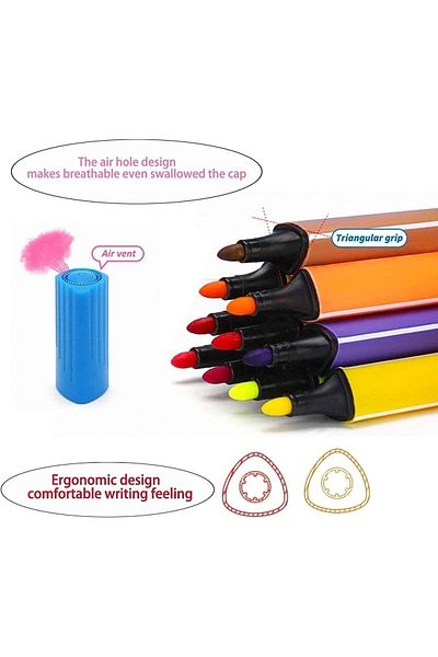Janissary Jumbo Felt-Tip Coloring Pen Set with 10 Washable Colors