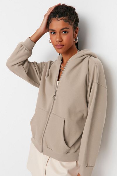 Trendyol Collection Sweatshirt - Beige - Oversize
