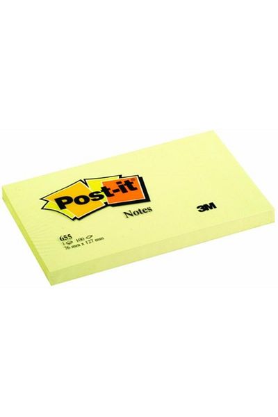 Post-it 655 Notă adezivă, galbenă, 100 coli, 76x127 mm