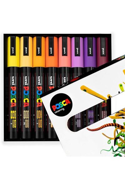 Uni Posca Marker Kalem Pc-5m (1.8-2.5mm) 8'li Gün Batımı Tonları Seti