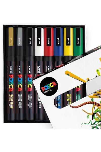 Uni Posca Marker Pen PC-3m (0.9-1.3mm) Set of 8 Foundation Colors