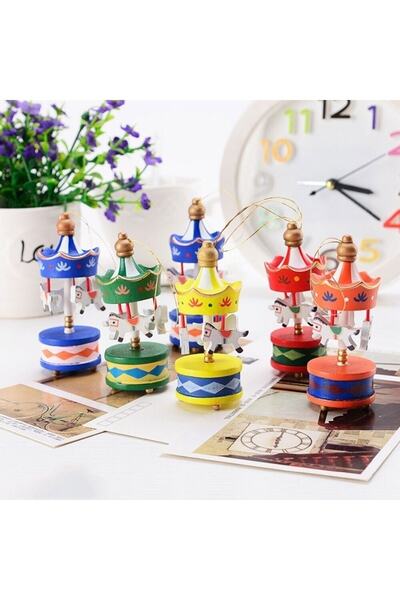 For Prime 12-Piece Christmas New Year Wooden Handmade Ornaments Mini Carousel...