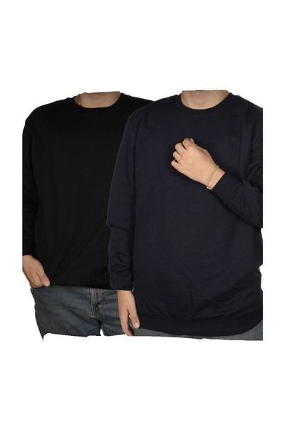 FATELLA Unisex Round Neck Comfortable Fit Basic 2-Piece Sweatshirt