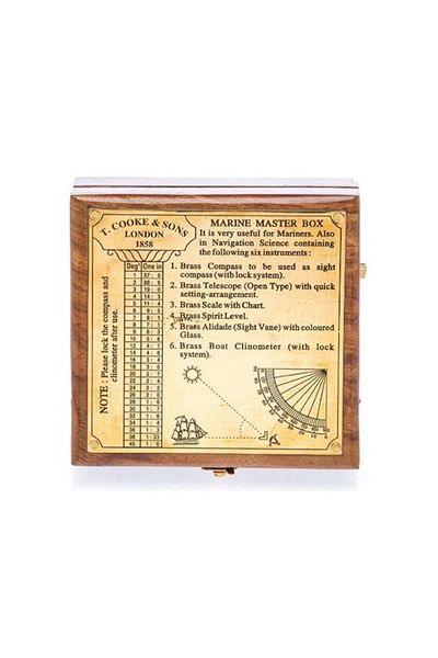 keyfimshop Antique Brass Nautical Compass Magnifier and Telescope Set with Wooden Box