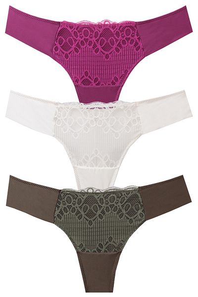 papatya lingerie Chiloți brazilian cu tăietură din dantelă în față și spate de 3 inchi