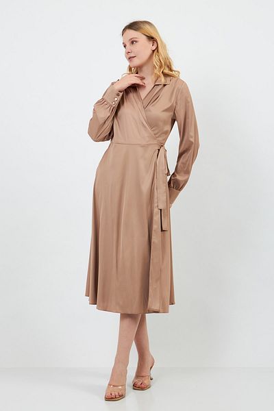 Volanlı Matte Satin Dress