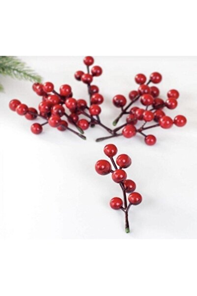 Abad Red Christmas Flower Artificial Kokina Flower Cherry Branch 5 Pieces
