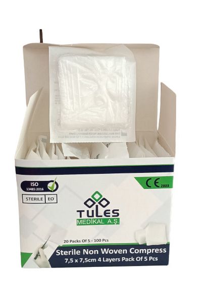 Tules Medikal ضاغط غاز غير منسوج معقم من التول 7.5x7.5 سم 4 طبقات 2 علبة