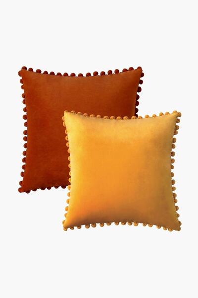 Bc Home 2'li Kiremit- Hardalminik Ponponlu Yumuşak Dokulu Kırlent Kılıfı Seti ,düz,2 Adet ,ıskandinav,bohem