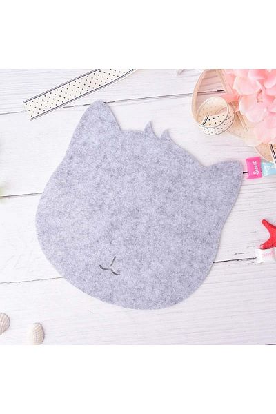 garaccu Cute Stylish Mouse Pad with Cat Figure Gray
