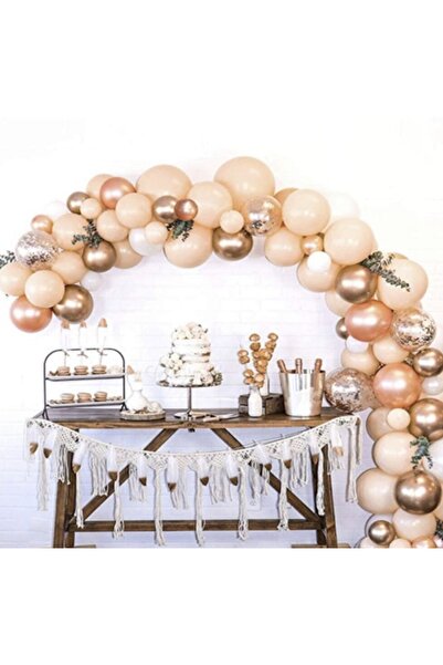 Çemrek Süs Parti مجموعة سلسلة بالونات باللون الأبيض الكروم من سالمون روز مكون...