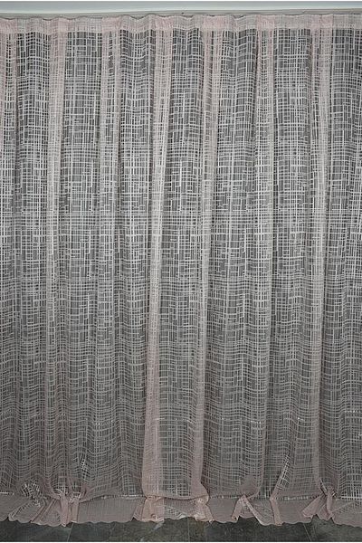 AKÇA TEKSTİL Checkered Model Powder Color Single Wing Ready Planted Pleated Background Curtain 300*260 Cm