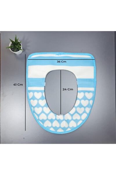 HomeTarz Silikonlu Desenli Klozet Süngeri Kalpli Klozet Kapaklığı Klozet Kılıfı
