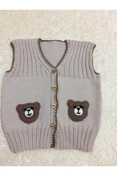 OYUNCAKPARK Ayıcıklı Örgü Organik Erkek Bebek Yeleği