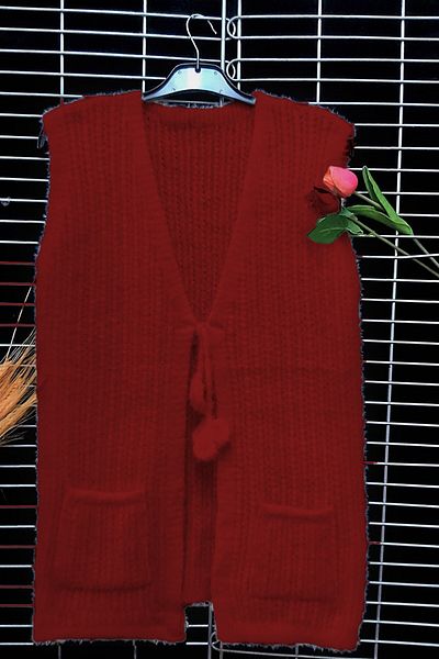 Çt Çeyizci Tekstil Soft Knitted Women's Vest with Pockets, Knitwear Soft Vest