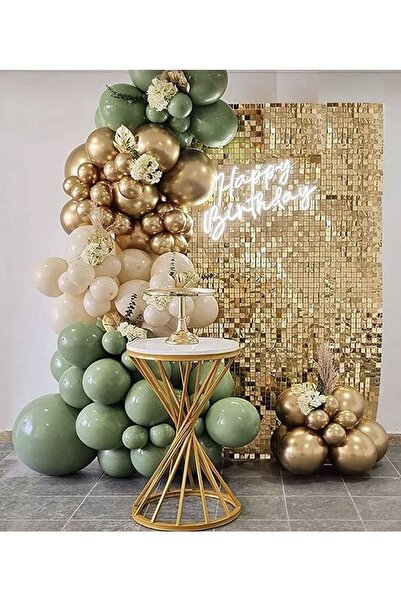 Çemrek Süs Parti مجموعة سلسلة بالونات من الكروم باللون الأخضر الحليبي والقهوة...