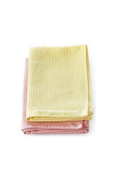 Tupperware Yellow-Pink 2-Piece Microfiber Glass Cloth - 40X40 cm