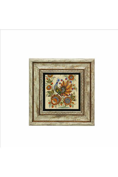 Sadrazam Pictură cu piatră naturală imprimată cu păun (20cmx20cm)(krg-160)