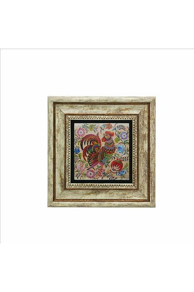 Sadrazam Pictură cu piatră naturală imprimată cocoș 20cmx20cm Krg-158