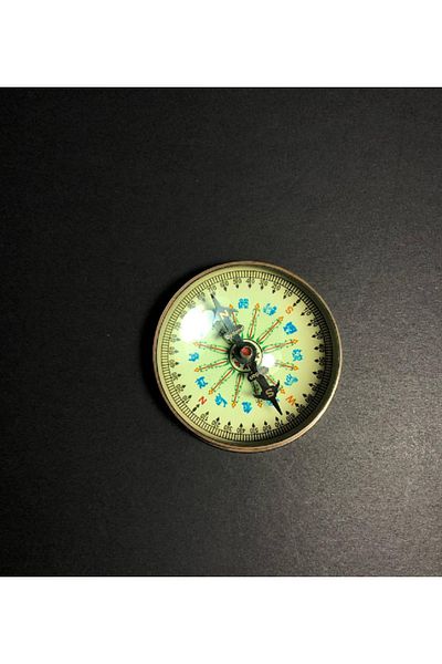 hediyeconcepti Brass Compass with Special Velvet Box