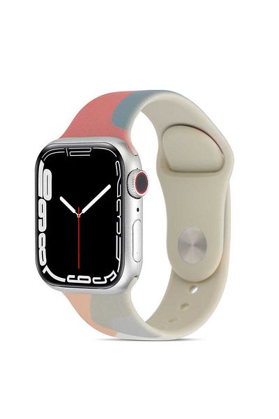 Fuchsia سوار سيليكون متوافق مع ساعة Apple Watch 7 مقاس 41 ملم Krd-62، سوار ساعة ذكي رياضي ناعم ومريح ملون