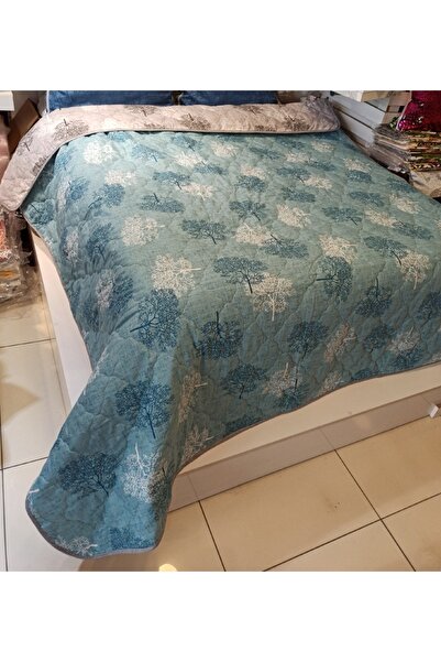 ŞENER HOME Pamuklu Çift Kişilik Çift Taraflı Hayat Ağacı Desenli Kapitone Çok Amaçlı Örtü 210x240 Cm.