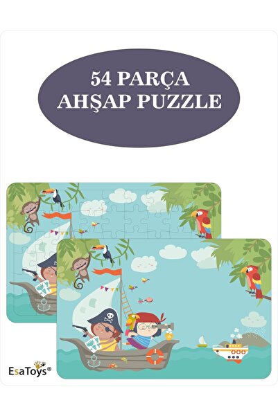 esatoys Ahşap 54 Parça Çocuk Puzzle
