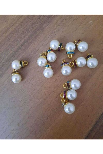 İMREN AKSESUAR 1 cm 7 Pcs Colorful Crystal Stone Pearl Button