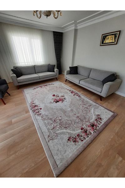 ALLGELSİN Husa elastica covor Husa decorativa lavabila cu model de flori Husa moderna cu dungi