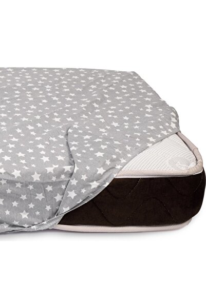 BabyMeva Baby And Kids Elastic Fitted Sheet 90x160 Cm (grey with Stars)