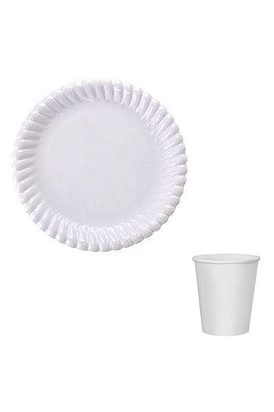 DÜVENCİ TİCARET White Plate and Glass Set