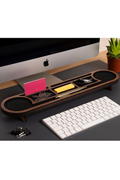 Vigo Wood Ahşap Masaüstü Organizer Ofis Masa Düzenleyici Kalemlik Telefon Şar...
