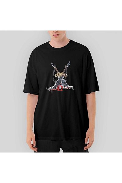 Z zepplin Тениска God of War Kratos Swords Oversize Black