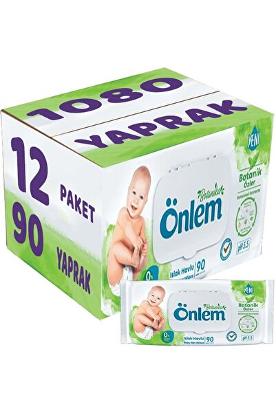 ÖNLEM مناديل مبللة 90 ورقة بخلاصة بوتانيكا (مجموعة من 12) 1080 ورقة بغطاء بلا...