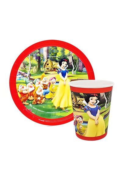 DÜVENCİ TİCARET Snow White Plate and Cup 8-Piece