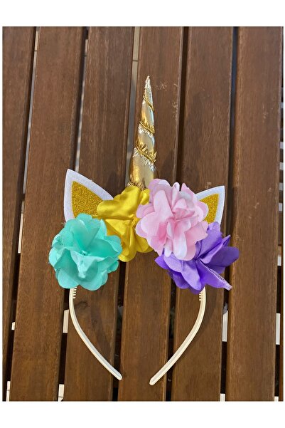 tullestore Coroană cu unicorn din satin cu flori strălucitoare - Coroană pent...