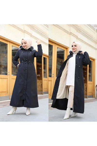 KMKkombin Completely Fur Lined Water and Windproof Oversize Sports Fashion Show Large Size Top Coat