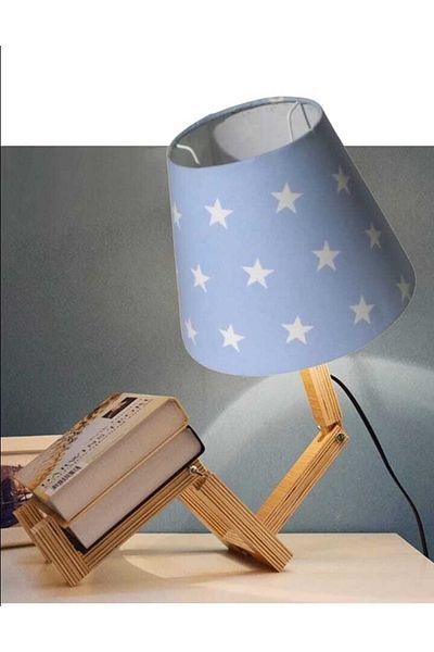 TEKAY AYDINLATMA Sitting Man Lampshade Natural Wooden Playful Head White Cream Blue Gray Jute Rope Head
