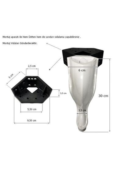 EYM Elif Lükens Mobilier pentru picioare Masuta de cafea Dulap de baie Picior 30 Cm Alb