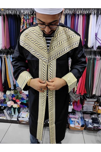 OSMANLI Men's Prayer Clothes - Intensive Embroidery Embroidered Imam Cube
